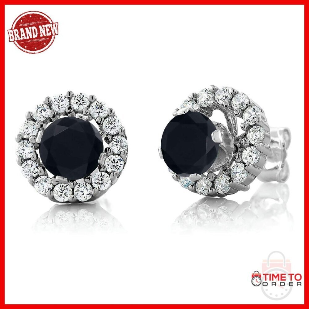 Sterling Silver 5MM Gemstone Halo Stud Earrings with Removable Jackets